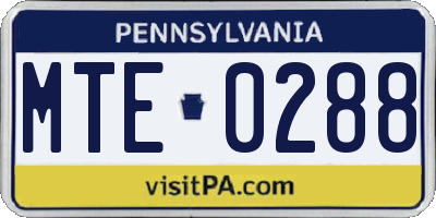 PA license plate MTE0288