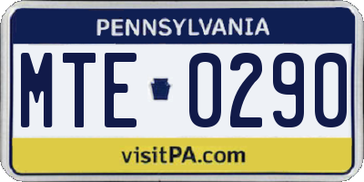 PA license plate MTE0290