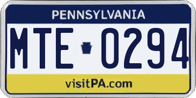 PA license plate MTE0294