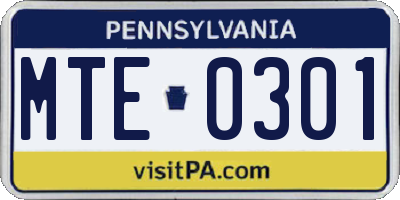PA license plate MTE0301