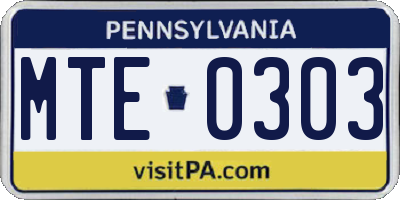 PA license plate MTE0303