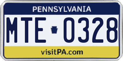 PA license plate MTE0328