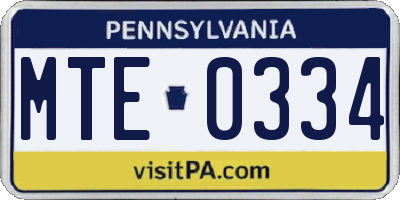 PA license plate MTE0334