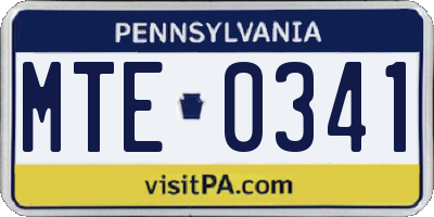 PA license plate MTE0341