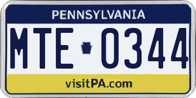 PA license plate MTE0344