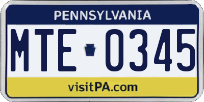 PA license plate MTE0345
