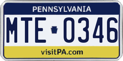 PA license plate MTE0346