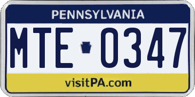 PA license plate MTE0347