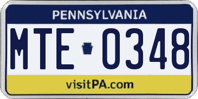 PA license plate MTE0348