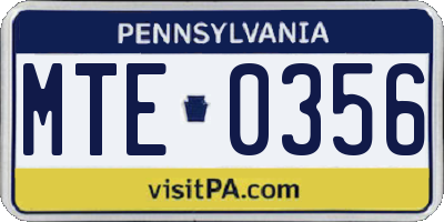PA license plate MTE0356