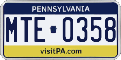 PA license plate MTE0358