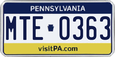 PA license plate MTE0363