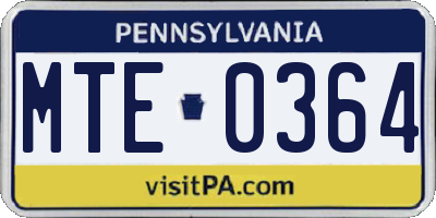 PA license plate MTE0364