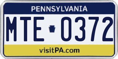 PA license plate MTE0372