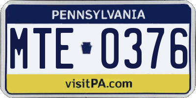 PA license plate MTE0376