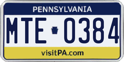 PA license plate MTE0384