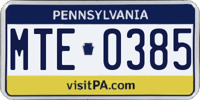 PA license plate MTE0385