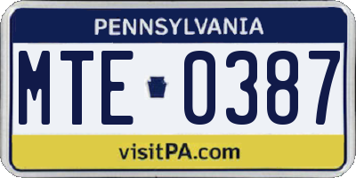 PA license plate MTE0387