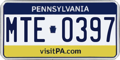 PA license plate MTE0397
