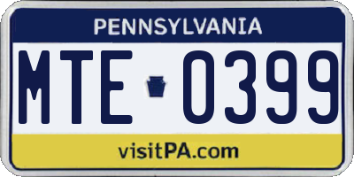 PA license plate MTE0399