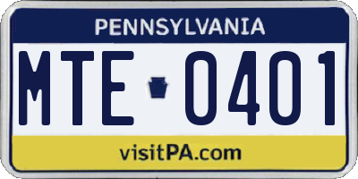 PA license plate MTE0401
