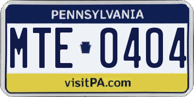 PA license plate MTE0404