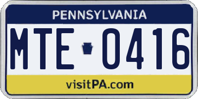 PA license plate MTE0416