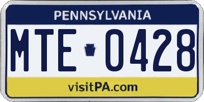 PA license plate MTE0428