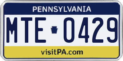 PA license plate MTE0429
