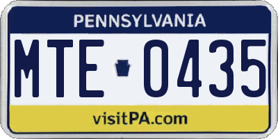 PA license plate MTE0435