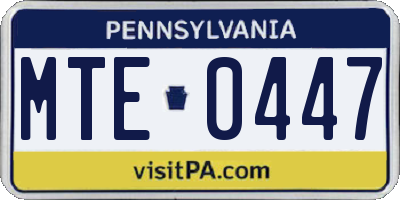 PA license plate MTE0447
