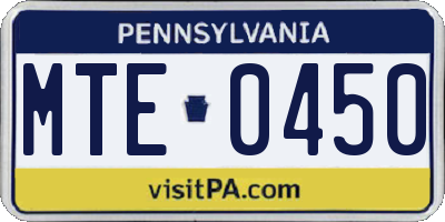 PA license plate MTE0450