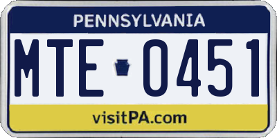 PA license plate MTE0451