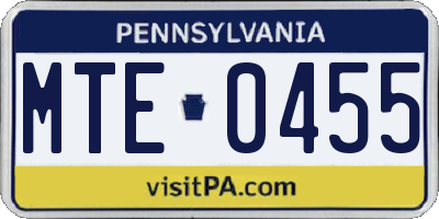 PA license plate MTE0455