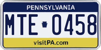 PA license plate MTE0458
