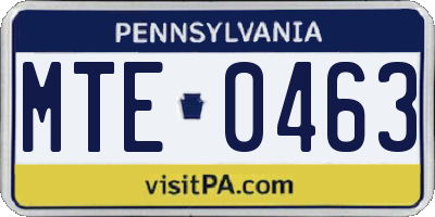 PA license plate MTE0463