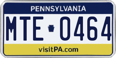 PA license plate MTE0464