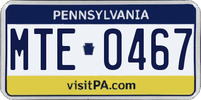 PA license plate MTE0467