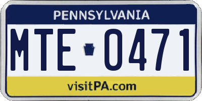 PA license plate MTE0471