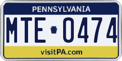 PA license plate MTE0474