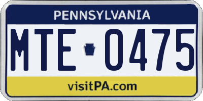 PA license plate MTE0475