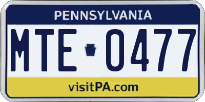 PA license plate MTE0477
