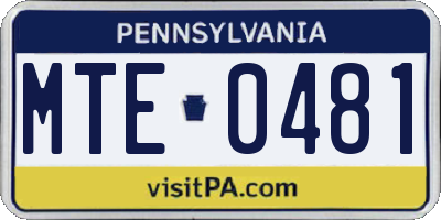 PA license plate MTE0481