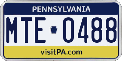 PA license plate MTE0488