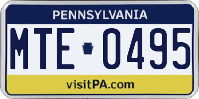 PA license plate MTE0495