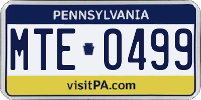 PA license plate MTE0499