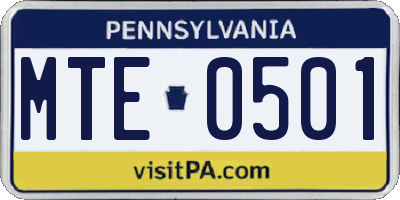 PA license plate MTE0501