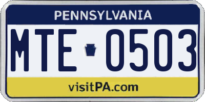 PA license plate MTE0503