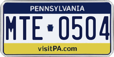 PA license plate MTE0504