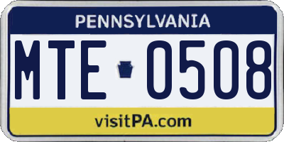 PA license plate MTE0508